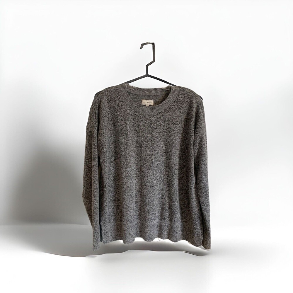 Lucky Brand Women Gray Black Pullover Sweater Medium